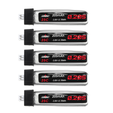 5Pcs URUAV 3.8V 205mAh 25C 1S HV LiPo Battery PH2.0 Plug for RC Drone