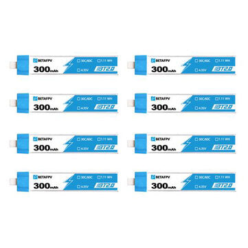 8PCS BETAFPV 4.35V 300mAh 1S 30C BT2.0 LiPo Battery for BETAFPV Cetus Meteor65 Brushless Whoop Quadcopter