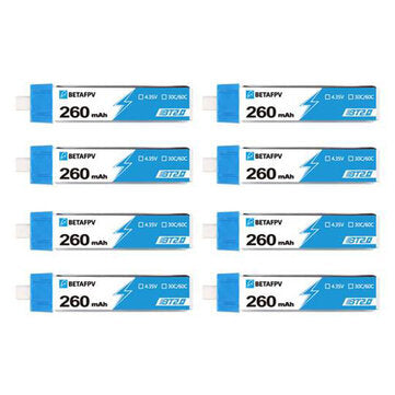 8PCS BETAFPV 4.35V 260mAh 1S 30C BT2.0 Plug Lipo Battery for BETAFPV Meteor65 Brushless 1S Whoop