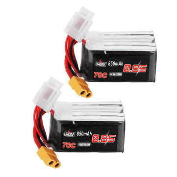 2Pcs URUAV 14.8V 850mAh 70C 4S Lipo Battery XT60 Plug for RC Drone FPV Racing