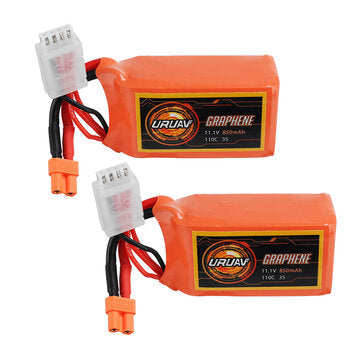 2Pcs URUAV GRAPHENE 3S 11.1V 850mAh 110C Lipo Battery XT30 Plug for FPV RC Racing Drone