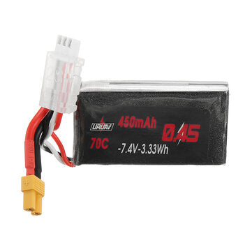 URUAV 7.4V 450mAh 70C 2S HV LiPo Battery XT30 Plug for RC Drone