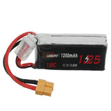 URUAV  11.1V 1250mAh 120C 3S LiPo Battery XT60 Plug for RC Drone